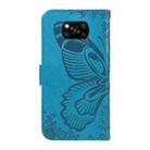 For Xiaomi Poco X3 NFC Swallowtail Butterfly Embossed Leather Phone Case(Blue) - 3