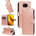 For Xiaomi Poco X3 NFC Swallowtail Butterfly Embossed Leather Phone Case(Rose Gold) - 1