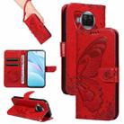 For Xiaomi Mi 10T Lite 5G Swallowtail Butterfly Embossed Leather Phone Case(Red) - 1