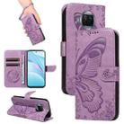 For Xiaomi Mi 10T Lite 5G Swallowtail Butterfly Embossed Leather Phone Case(Purple) - 1