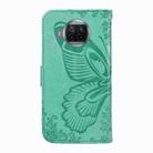 For Xiaomi Mi 10T Lite 5G Swallowtail Butterfly Embossed Leather Phone Case(Green) - 3