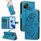 For Xiaomi Mi 11 Lite Swallowtail Butterfly Embossed Leather Phone Case(Blue) - 1