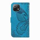 For Xiaomi Mi 11 Lite Swallowtail Butterfly Embossed Leather Phone Case(Blue) - 3