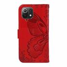 For Xiaomi Mi 11 Lite Swallowtail Butterfly Embossed Leather Phone Case(Red) - 3