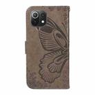 For Xiaomi Mi 11 Lite Swallowtail Butterfly Embossed Leather Phone Case(Grey) - 3