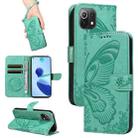 For Xiaomi Mi 11 Lite Swallowtail Butterfly Embossed Leather Phone Case(Green) - 1