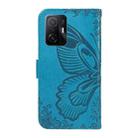 For Xiaomi Mi 11T / 11T Pro Swallowtail Butterfly Embossed Leather Phone Case(Blue) - 3