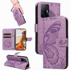 For Xiaomi Mi 11T / 11T Pro Swallowtail Butterfly Embossed Leather Phone Case(Purple) - 1