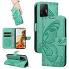 For Xiaomi Mi 11T / 11T Pro Swallowtail Butterfly Embossed Leather Phone Case(Green) - 1