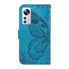 For Xiaomi 12 Swallowtail Butterfly Embossed Leather Phone Case(Blue) - 3