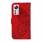 For Xiaomi 12 Swallowtail Butterfly Embossed Leather Phone Case(Red) - 3