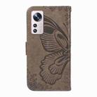 For Xiaomi 12 Swallowtail Butterfly Embossed Leather Phone Case(Grey) - 3