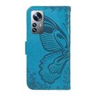 For Xiaomi 12 Pro Swallowtail Butterfly Embossed Leather Phone Case(Blue) - 3