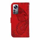 For Xiaomi 12 Pro Swallowtail Butterfly Embossed Leather Phone Case(Red) - 3