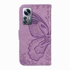 For Xiaomi 12 Pro Swallowtail Butterfly Embossed Leather Phone Case(Purple) - 3