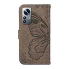 For Xiaomi 12 Pro Swallowtail Butterfly Embossed Leather Phone Case(Grey) - 3