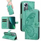 For Xiaomi 12 Pro Swallowtail Butterfly Embossed Leather Phone Case(Green) - 1