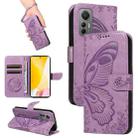 For Xiaomi 12 Lite Swallowtail Butterfly Embossed Leather Phone Case(Purple) - 1