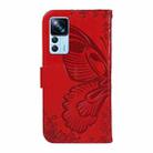 For Xiaomi 12T / 12T Pro Swallowtail Butterfly Embossed Leather Phone Case(Red) - 3
