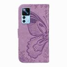 For Xiaomi 12T / 12T Pro Swallowtail Butterfly Embossed Leather Phone Case(Purple) - 3