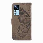 For Xiaomi 12T / 12T Pro Swallowtail Butterfly Embossed Leather Phone Case(Grey) - 3