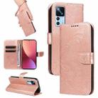 For Xiaomi 12T / 12T Pro Swallowtail Butterfly Embossed Leather Phone Case(Rose Gold) - 1