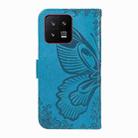 For Xiaomi 13 Swallowtail Butterfly Embossed Leather Phone Case(Blue) - 3