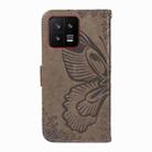 For Xiaomi 13 Swallowtail Butterfly Embossed Leather Phone Case(Grey) - 3