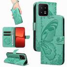 For Xiaomi 13 Swallowtail Butterfly Embossed Leather Phone Case(Green) - 1
