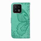For Xiaomi 13 Swallowtail Butterfly Embossed Leather Phone Case(Green) - 3