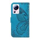 For Xiaomi 13 Lite Swallowtail Butterfly Embossed Leather Phone Case(Blue) - 3