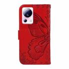 For Xiaomi 13 Lite Swallowtail Butterfly Embossed Leather Phone Case(Red) - 3