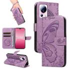 For Xiaomi 13 Lite Swallowtail Butterfly Embossed Leather Phone Case(Purple) - 1