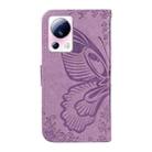 For Xiaomi 13 Lite Swallowtail Butterfly Embossed Leather Phone Case(Purple) - 3