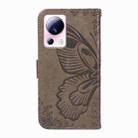 For Xiaomi 13 Lite Swallowtail Butterfly Embossed Leather Phone Case(Grey) - 3