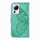 For Xiaomi 13 Lite Swallowtail Butterfly Embossed Leather Phone Case(Green) - 3