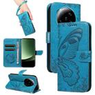 For Xiaomi 13 Ultra Swallowtail Butterfly Embossed Leather Phone Case(Blue) - 1