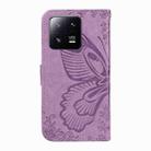 For Xiaomi 13 Pro Swallowtail Butterfly Embossed Leather Phone Case(Purple) - 3
