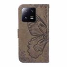 For Xiaomi 13 Pro Swallowtail Butterfly Embossed Leather Phone Case(Grey) - 3