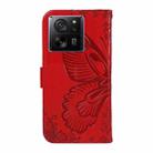 For Xiaomi 13T / 13T Pro Swallowtail Butterfly Embossed Leather Phone Case(Red) - 3
