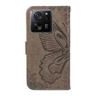 For Xiaomi 13T / 13T Pro Swallowtail Butterfly Embossed Leather Phone Case(Grey) - 3