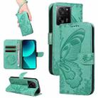 For Xiaomi 13T / 13T Pro Swallowtail Butterfly Embossed Leather Phone Case(Green) - 1