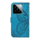 For Xiaomi 14 Swallowtail Butterfly Embossed Leather Phone Case(Blue) - 3
