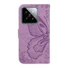 For Xiaomi 14 Swallowtail Butterfly Embossed Leather Phone Case(Purple) - 3