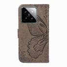 For Xiaomi 14 Swallowtail Butterfly Embossed Leather Phone Case(Grey) - 3