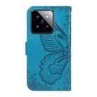 For Xiaomi 14 Pro Swallowtail Butterfly Embossed Leather Phone Case(Blue) - 3