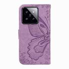 For Xiaomi 14 Pro Swallowtail Butterfly Embossed Leather Phone Case(Purple) - 3