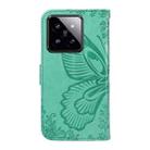 For Xiaomi 14 Pro Swallowtail Butterfly Embossed Leather Phone Case(Green) - 3