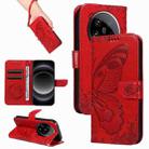 For Xiaomi 14 Ultra Swallowtail Butterfly Embossed Leather Phone Case(Red) - 1