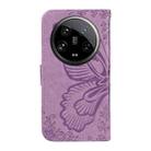 For Xiaomi 14 Ultra Swallowtail Butterfly Embossed Leather Phone Case(Purple) - 3